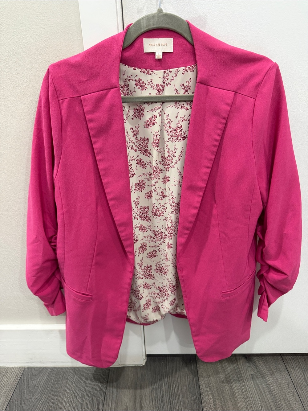 Skies are Blue Women's Fuchsia Open-Front Blazer - Picture 2 of 4